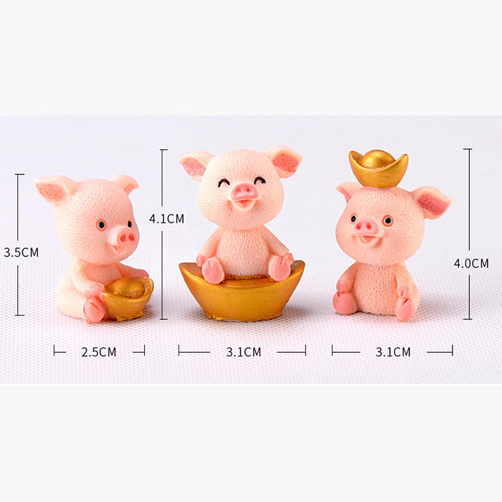 Túi 5 lợn vàng trang trí bánh sinh nhật, topper cake , heo vàng trang trí bánh