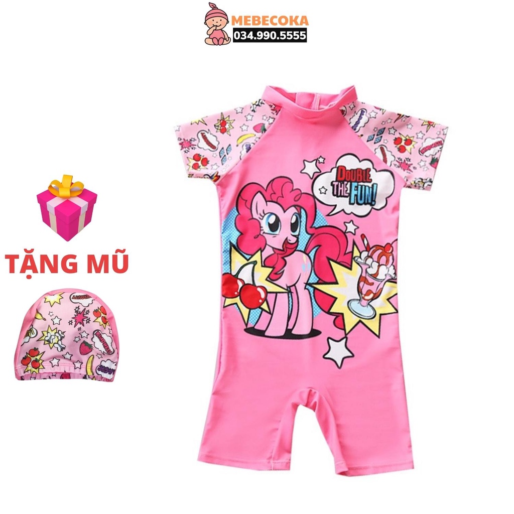[TẶNG KÈM MŨ - FREE SHIP] Bộ đồ bơi LIỀN THÂN NGỰA PONY hồng siêu dễ thương, hàng cao cấp