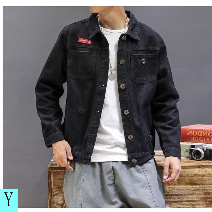 Áo Khoác Denim Lót Lông Cừu Dày Dáng Rộng Thời Trang Xuân Thu 2021 Mới Cho Nam