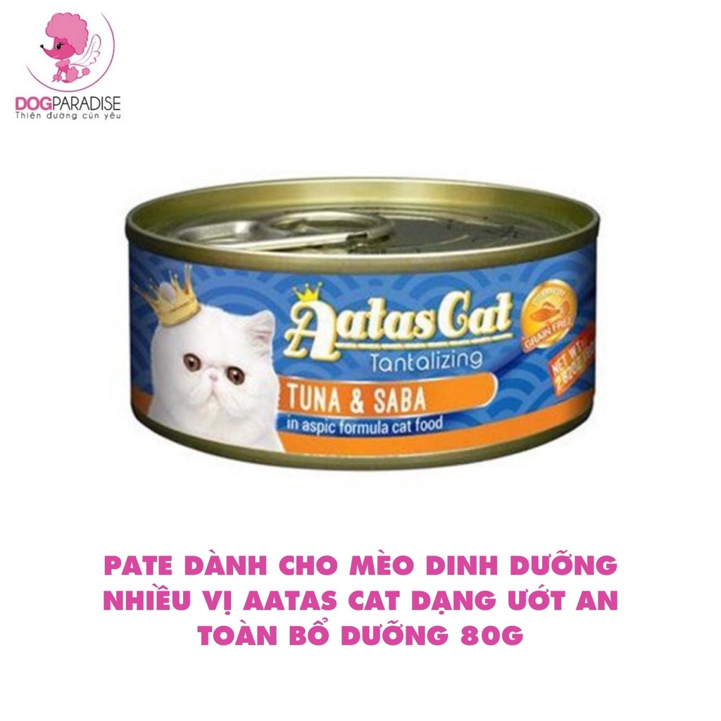 Pate dành cho mèo dinh dưỡng nhiều vị Aatas Cat dạng ướt an toàn bổ dưỡng 80g - Dog Paradise