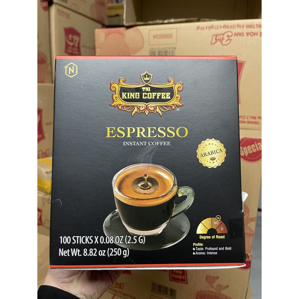 Cà phê hòa tan đen Espresso Hộp 100gói King Coffee
