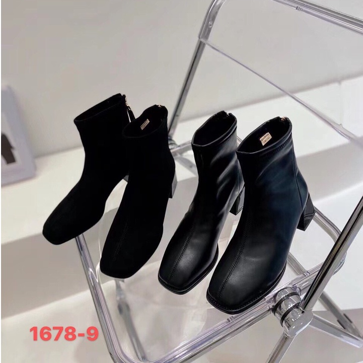 Giày bốt thời trang nữ QC MissBeney ❤️FREESHIP❤️ Boots cổ cao da mềm, mũi và gót vuông 1678-9K