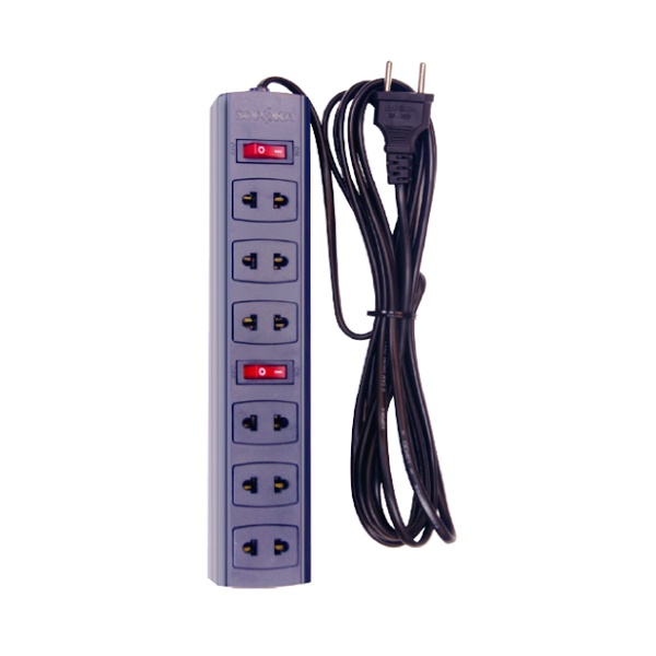 Ổ cắm liền dây Sopoka 6 lỗ 2 công tắc lõi sứ chống cháy siêu chịu tải 1200W