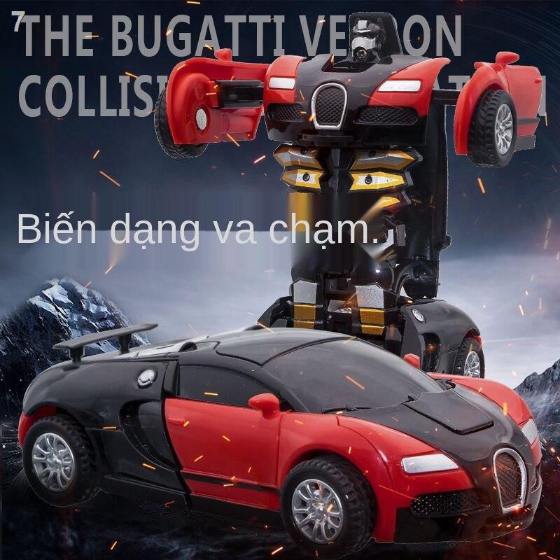 [Xe biến dạng do va chạm] Đồ chơi trẻ em robot hình tự động một phím Autobot Bugatti