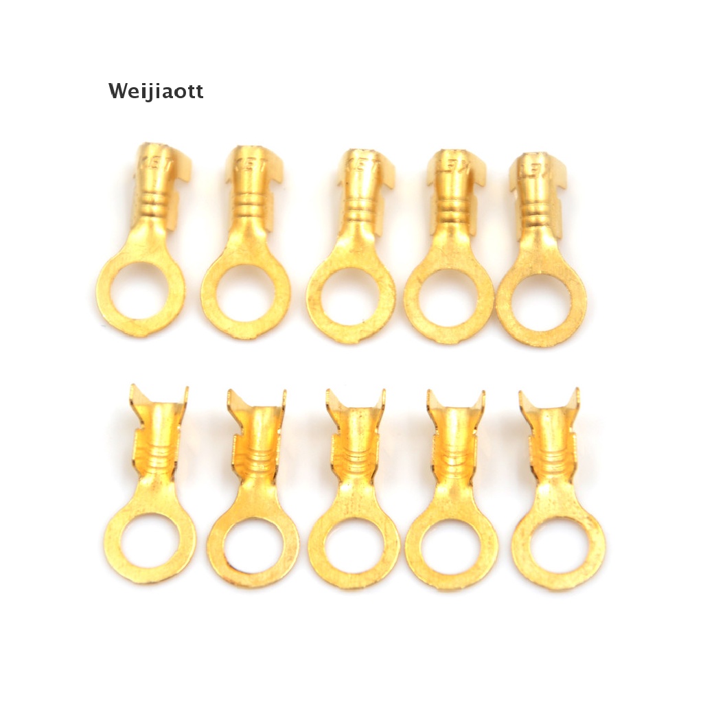 Set 100 đầu nối dây điện hình tròn bằng đồng thau màu vàng kích thước 5.2mm