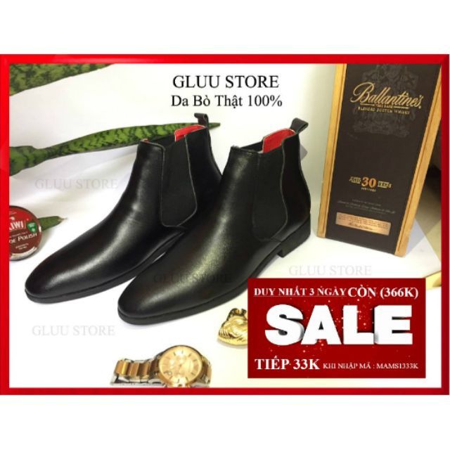 giày Chelsea Boot Da Bò 100% Cổ Cao