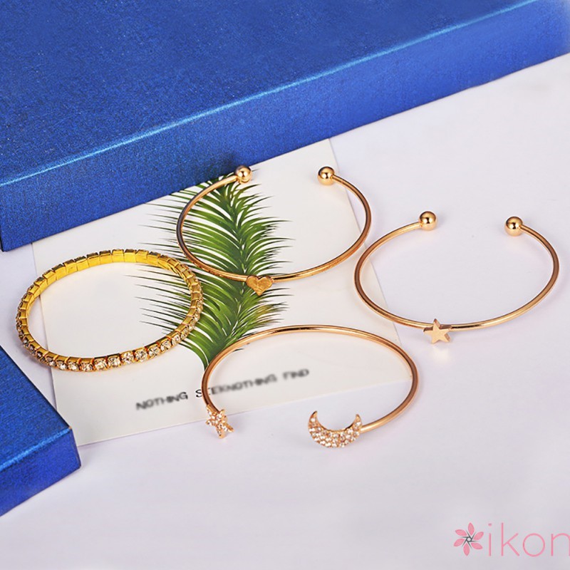 Set 4 vòng tay đính đá thời trang dành cho nữ
