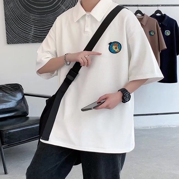 Áo Thun Polo Màu Trơn Size Lớn Phong Cách Hàn Quốc Thời Trang Cho Nam