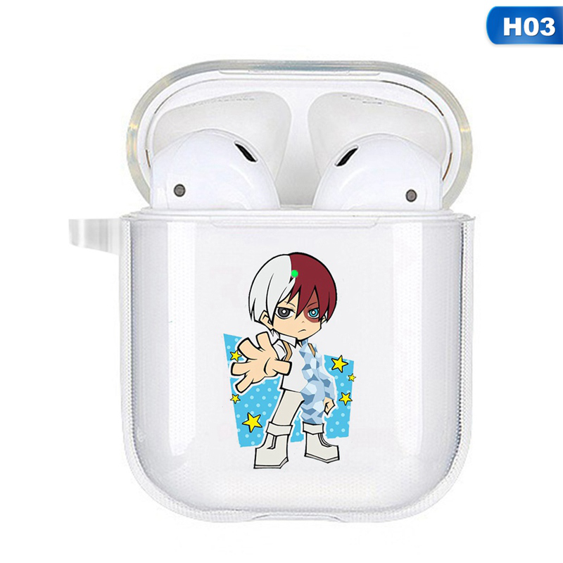 Vỏ Bảo Vệ Hộp Sạc Tai Nghe Airpods 1 / 2 Bằng Silicon Họa Tiết Hoạt Hình My Hero Academia Kèm Móc Khóa Chống Thất Lạc