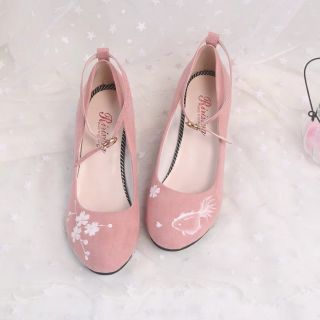 GIÀY CAO GÓT NỮ ĐẾ VUÔNG HÌNH CÁ HOA PHONG CÁCH DỄ THƯƠNG