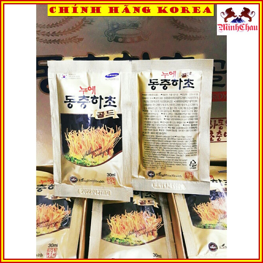 Đông Trùng Hạ Thảo Bio Hộp Gỗ Vàng 60 gói Hàn Quốc, minhchau