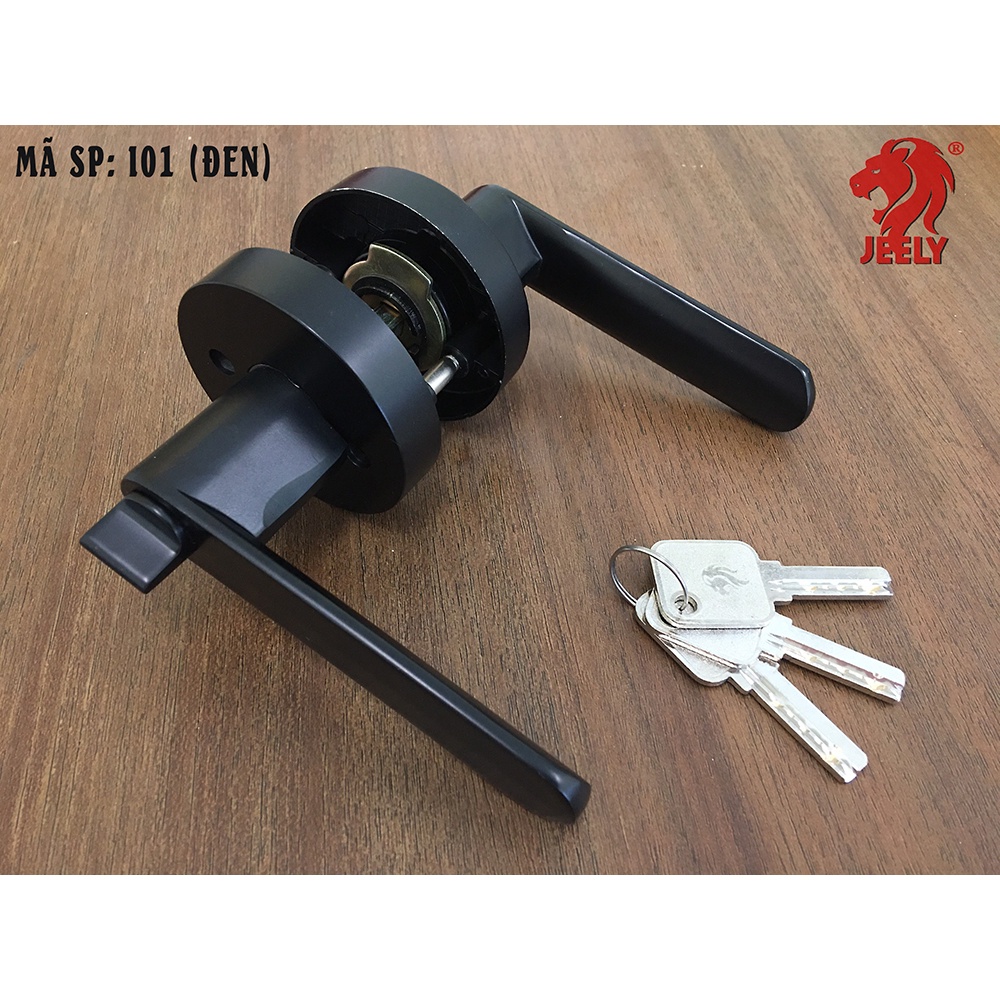 KHÓA TAY GẠT TRÒN JEELY KHÓA HỢP KIM-Khóa phòng khách, phòng ngủ, nhà vệ sinh - cửa gỗ , cửa nhựa giả gỗ-I01B (Màu Đen