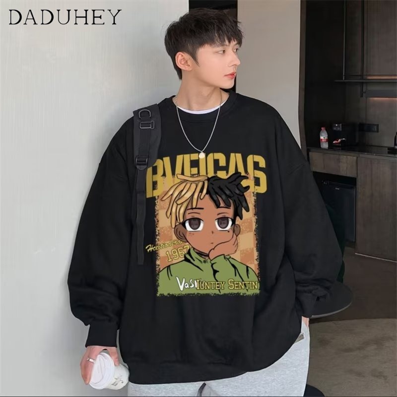 DaDuHey Men 'S Summer Trendy Ins Handsome Casual Long Sleeve T-shirt Hip Hop Style Loose Fashion Thin Top