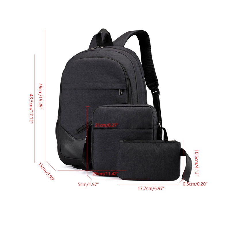 Set 3 Món Gồm Ba Lô + Túi Đeo Chéo + Bóp Đựng Laptop Chất Liệu Nylon Sức Chứ
