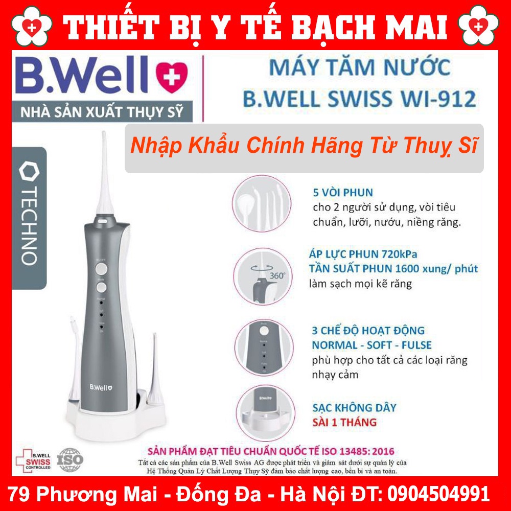 Tặng Máy Đo Huyết Áp | Máy Tăm Nước BWell WI-912 Nhập Khẩu Thuỵ Sĩ