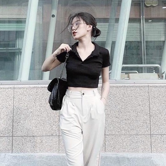 Áo Croptop Kiểu Ôm Body Ngắn Tay Cổ Đức Nữ basic trơn freesize chất cotton mềm mại - May22