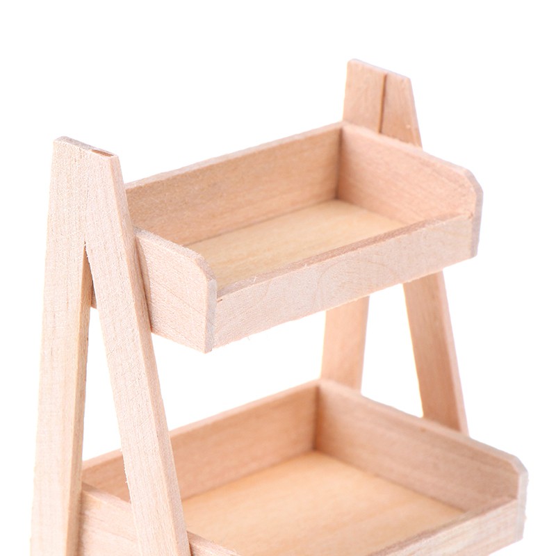1:12 New Dollhouse Wood Shelf Flower Stand Mini Furniture Model Toys