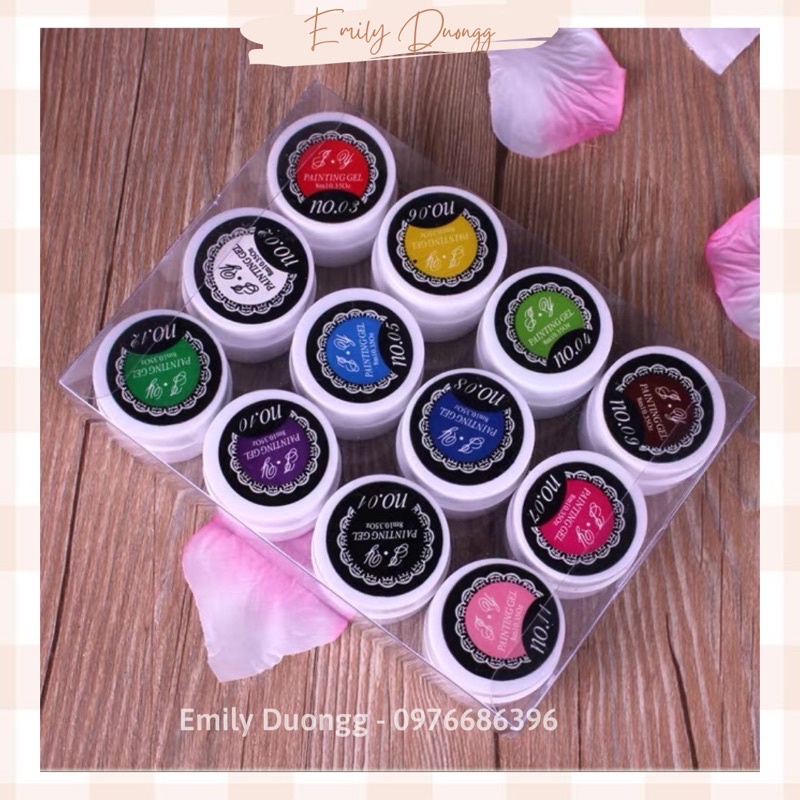 Set gel vẽ nail 12 màu loãng