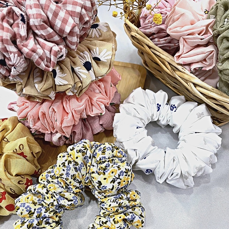 [Bảng 1] Dây cột tóc Scrunchies handmade hoạ tiết
