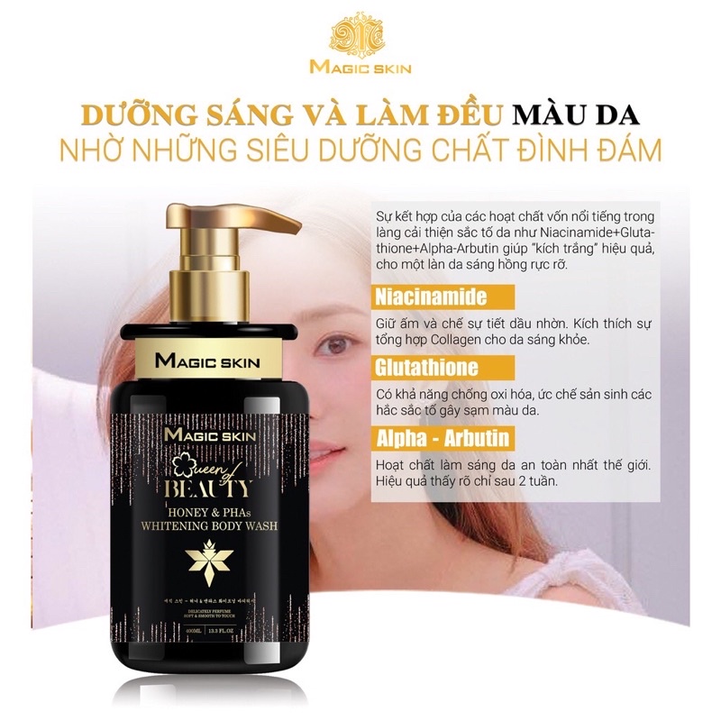 Sữa tắm trắng da mật ong lên men Magic Skin