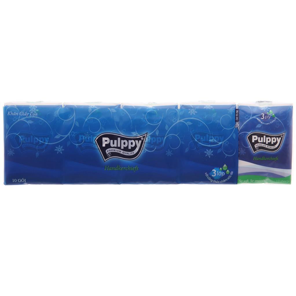 Combo 10 Khăn giấy lụa bỏ túi Pulppy 3 lớp 10 tờ