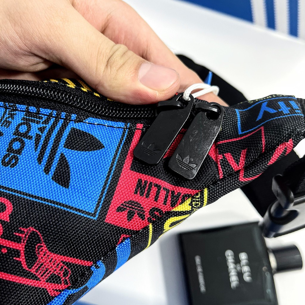 TÚI BAO TỬ ADIDAS WAIST BAG FULL COLOR CHẤT VẢI POLYESTE CAO CẤP, TÚI THỜI TRANG AD1A00 MÀU ĐEN