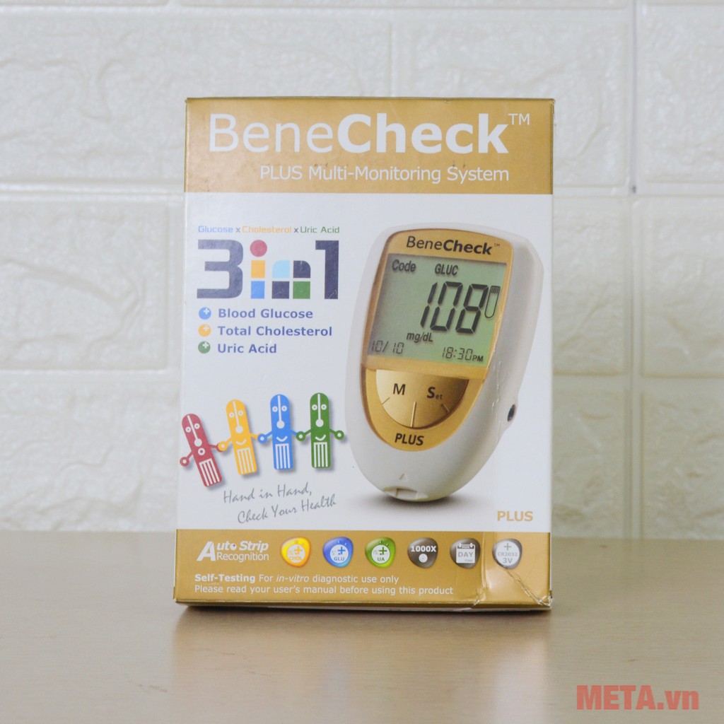 Máy đo đường huyết 3 trong 1 Benecheck Plus Máy đo đường huyết, mỡ máu, axit uric trong máu + TẶNG KÈM TÔNG ĐƠ CẮT TÓC