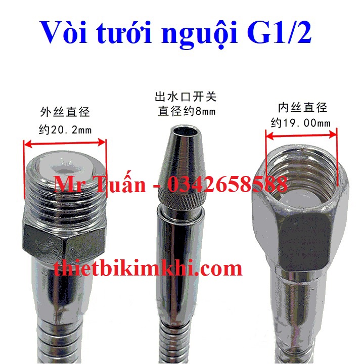 Vòi tưới nguội kim loại ren ngoài 20mm
