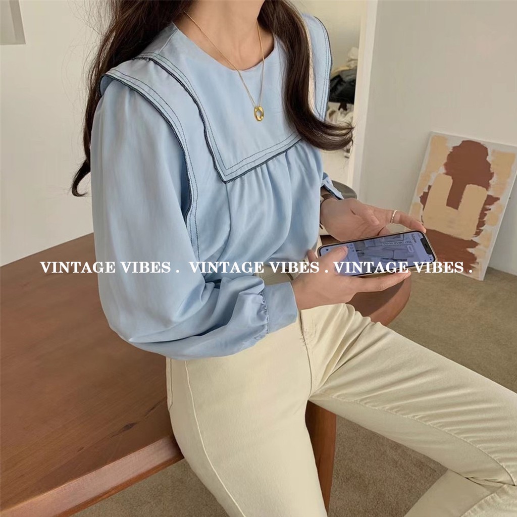 Áo babydoll thêu viền tiểu thư Ulzzang (hàng QCCC) - Ảnh thật