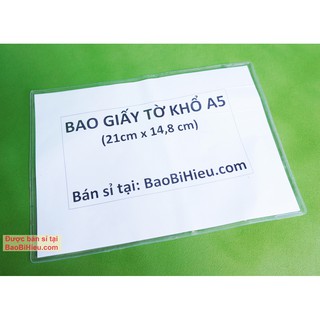Túi đựng GIẤY TỜ KHỔ A5 (Hóa đơn, phiếu bảo hành, xuất kho...) dẻo trong và có nắp đậy, Mã SP B103
