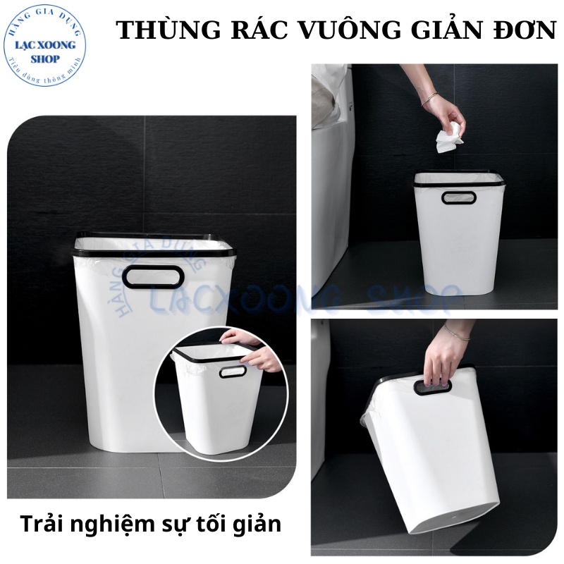 Thùng rác cao cấp phong cách tối giản – Thùng đựng rác vuông dung tích 12L