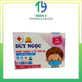 Khẩu Trang Y Tế Trẻ Em Duy Ngọc, CAO CẤP, LOGO, hộp 50 cái, hình ngộ nghĩnh, hạn chế vi khuẩn  - Thiên Y Pharmacy
