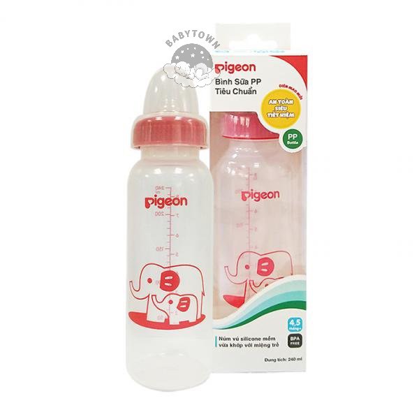 [CHÍNH HÃNG]Bình Sữa Pigeon PP Tiêu Chuẩn Hình Vịt 120ml/ Hình voi 240ml