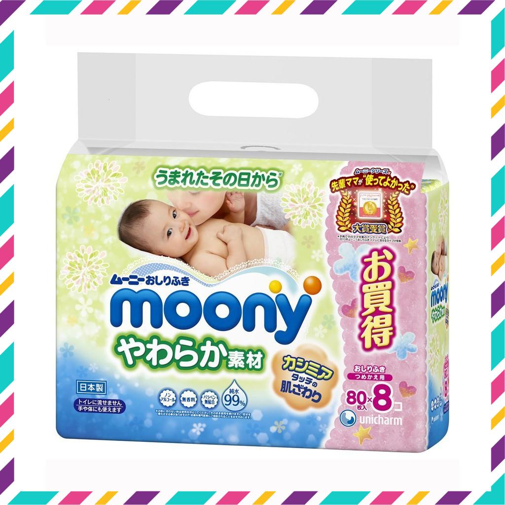 [Chính Hãng]  Giấy ướt Moony nội địa Nhật gói 80 tờ 99% nước tinh khiết