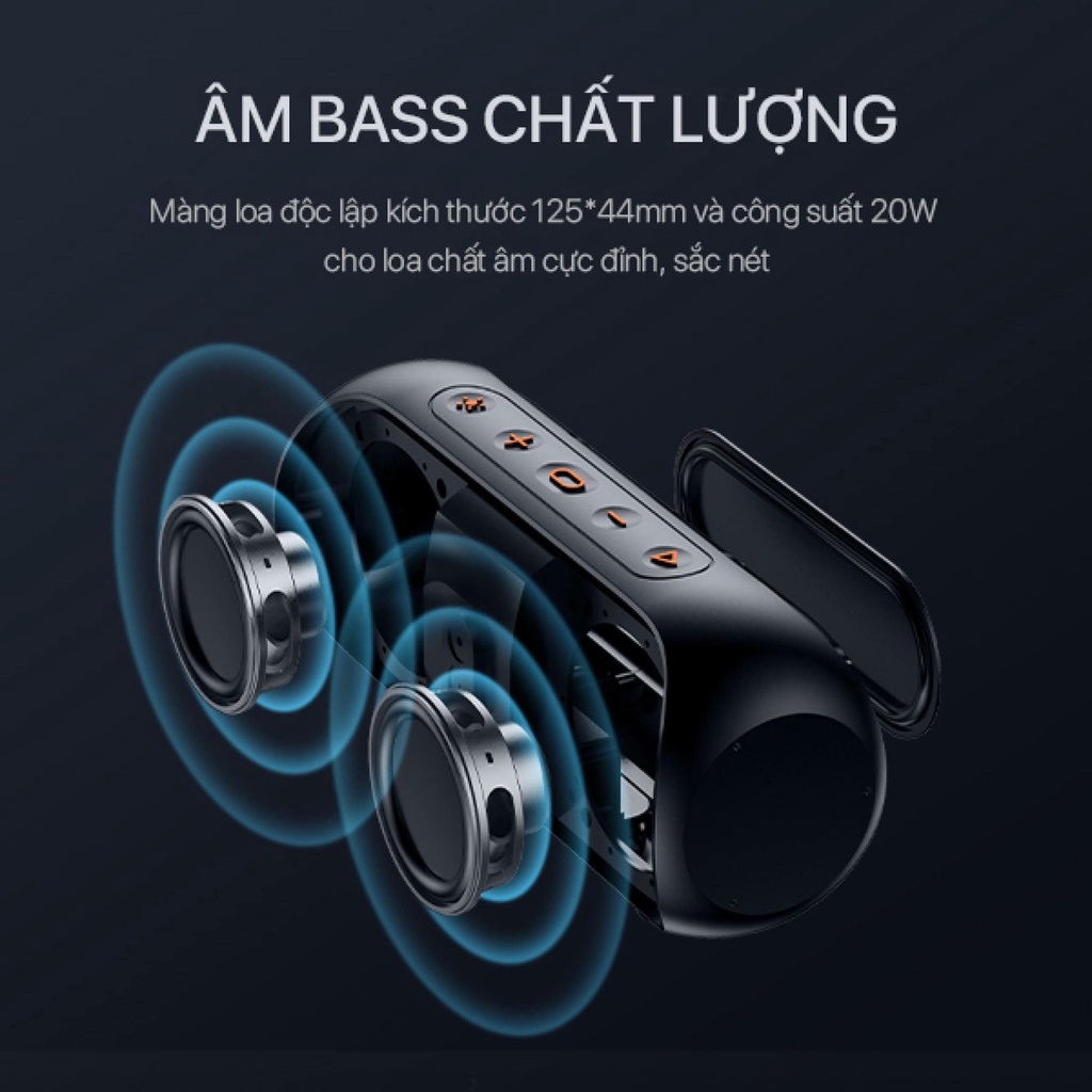Loa bluetooth mini ACOME A20 công suất 20W, loa mini nghe nhạc pin cực trâu, có đèn viền RGB, chống nước IPX7