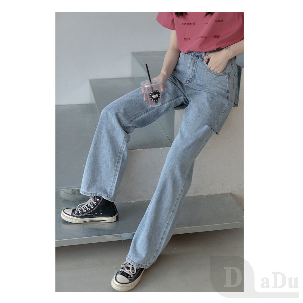 Quần Jeans Dài Rách Gối Thời Trang Dành Cho Nữ