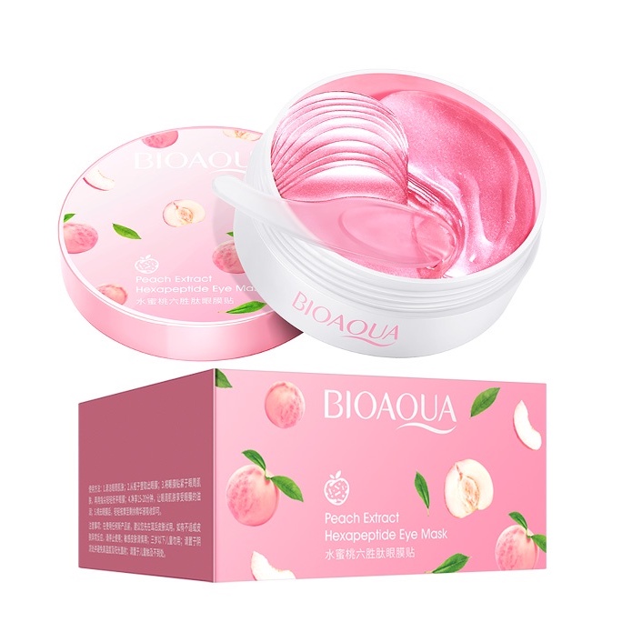 Set 60 Mặt Nạ Mắt Bioaqua Chiết Xuất Đào Dưỡng Ẩm Làm Mịn Và Săn Chắc Da Giảm Quầng Thâm Bọng Mắt