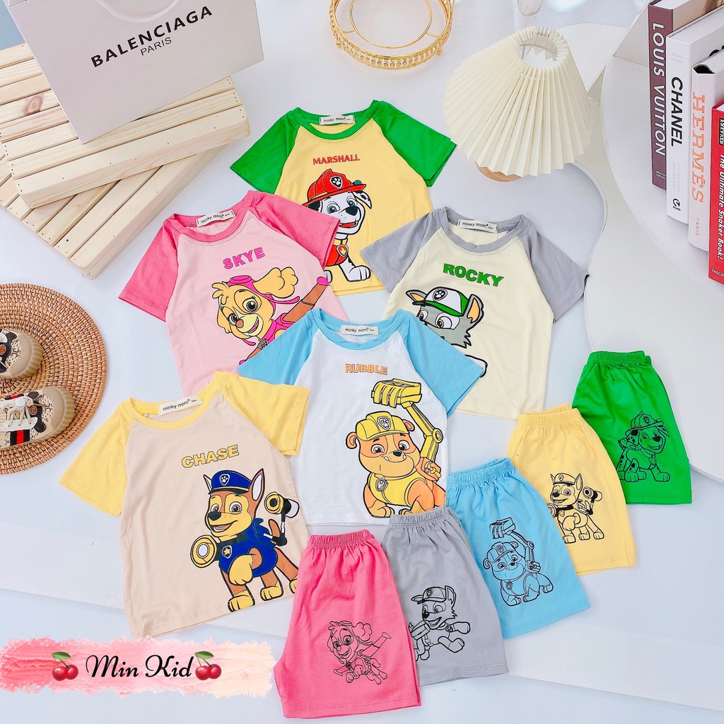 Quần áo trẻ em cộc tay ️🎁𝐒𝐀𝐋𝐄 𝐒𝐀𝐋𝐄🎁 thun lạnh cao cấp hình chó cứu hộ cho bé từ 0 đến 5 tuổi màu cực đẹp an toàn 100%
