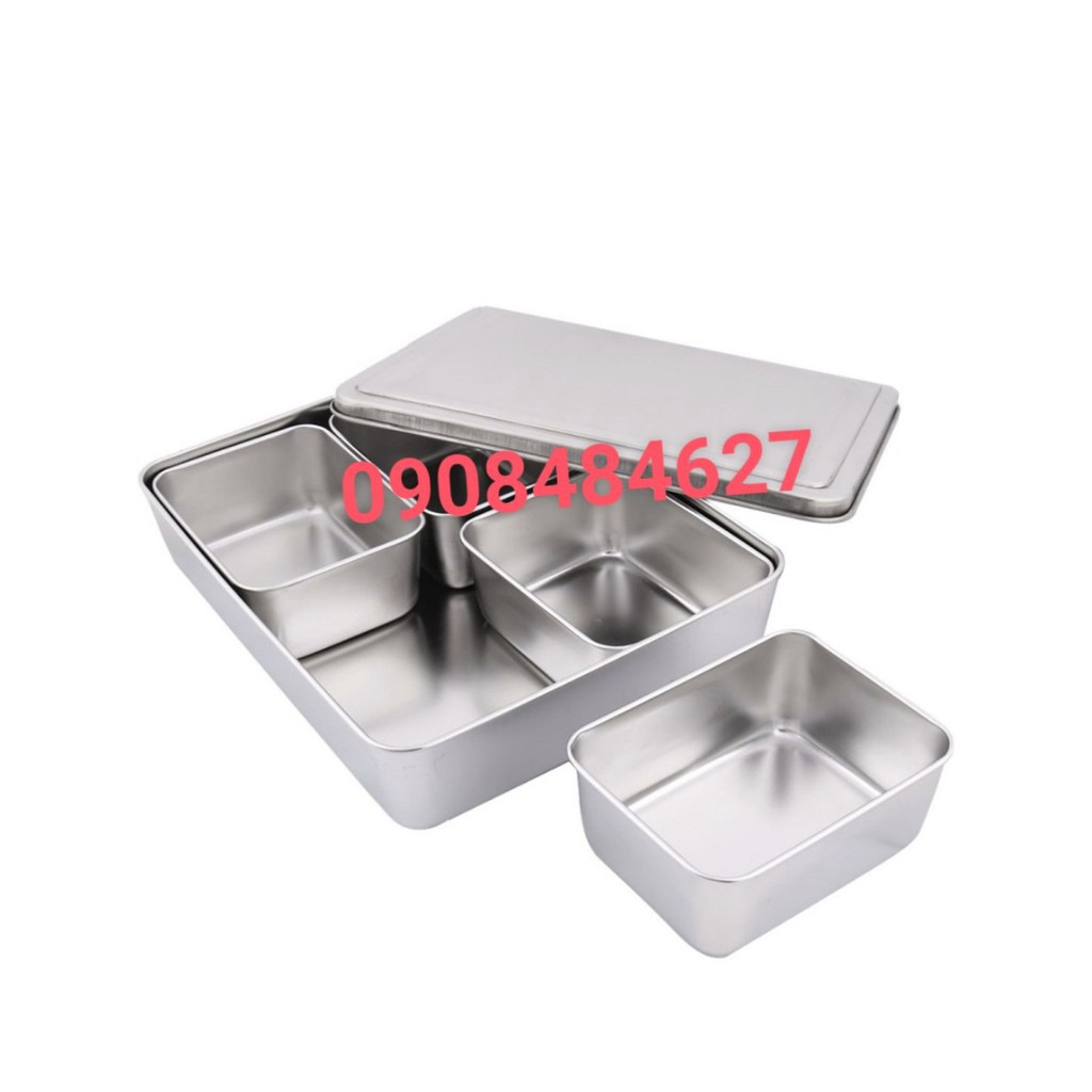 Khay Gia Vị Inox Có Nắp 4 Ngăn/ 6 Ngăn/ 8 Ngăn