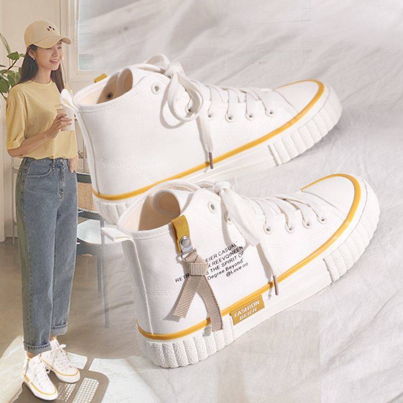 Giày Thể Thao Cao Cổ Vải Canvas In Hình Hoa Cúc Phong Cách Mới Cho Học Sinh