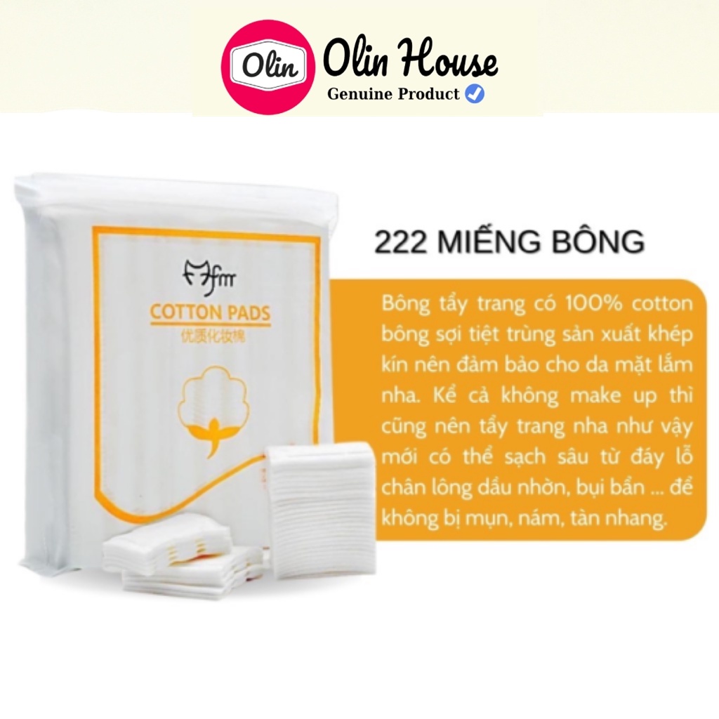 Bông tẩy trang 222 miếng cotton làm sạch da mặt bông mềm mịn Olin House