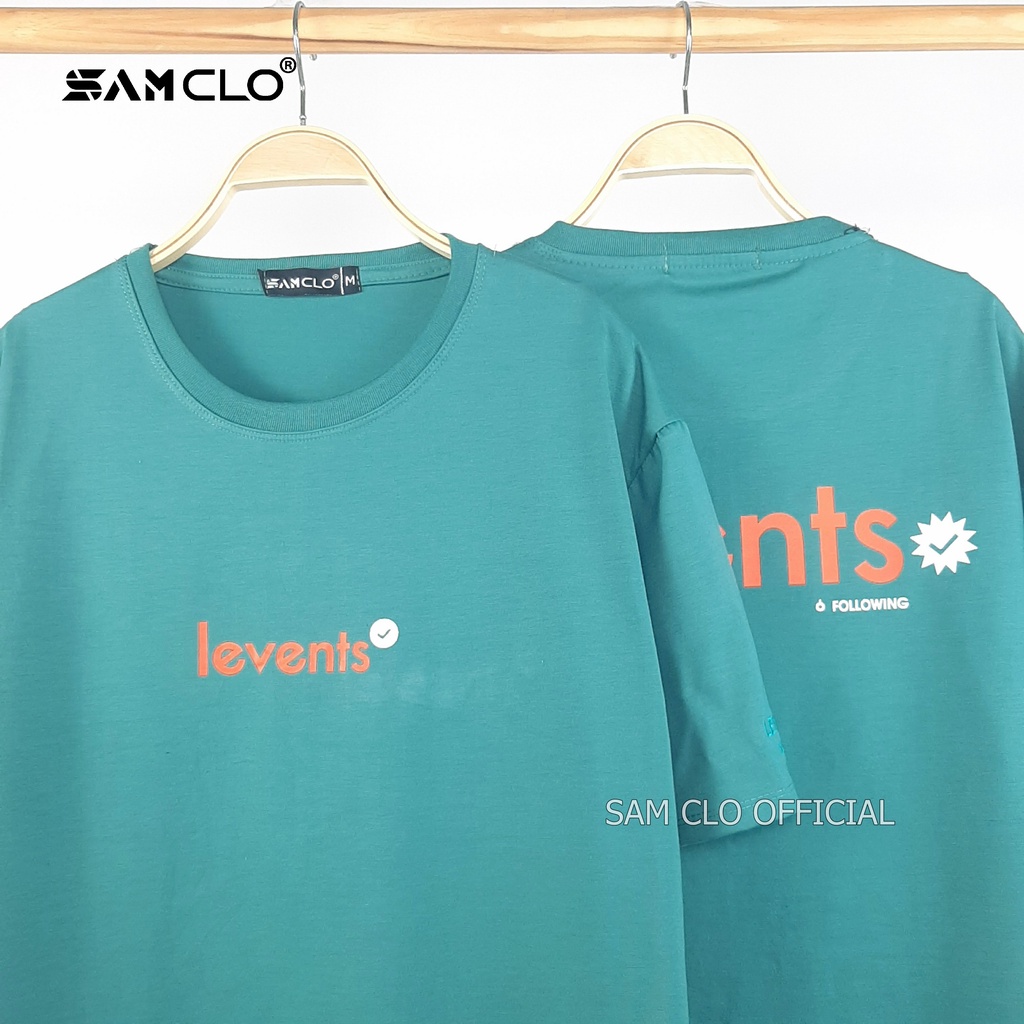 Áo thun nam nữ tay lỡ SAM CLO form rộng Unisex, mặc cặp, nhóm dấu tích chữ LEVENTS - 80% COTTON