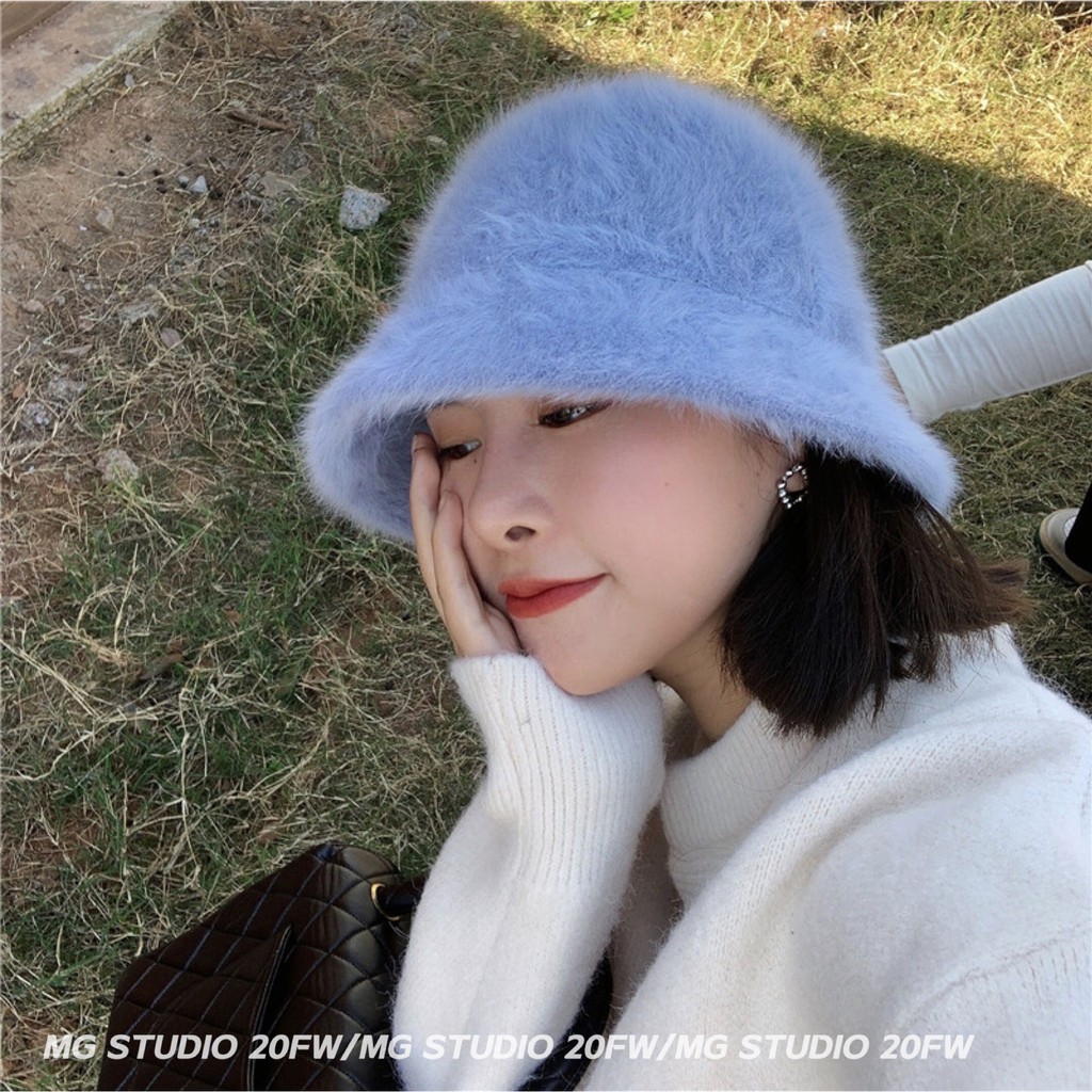 Nón Tai Bèo Phủ Lông Thỏ Màu Trơn Dễ Phối Đồ Thời Gian Thu Đông Nhật Bản Mugua Sản Phẩm MG STUDIO / Retro