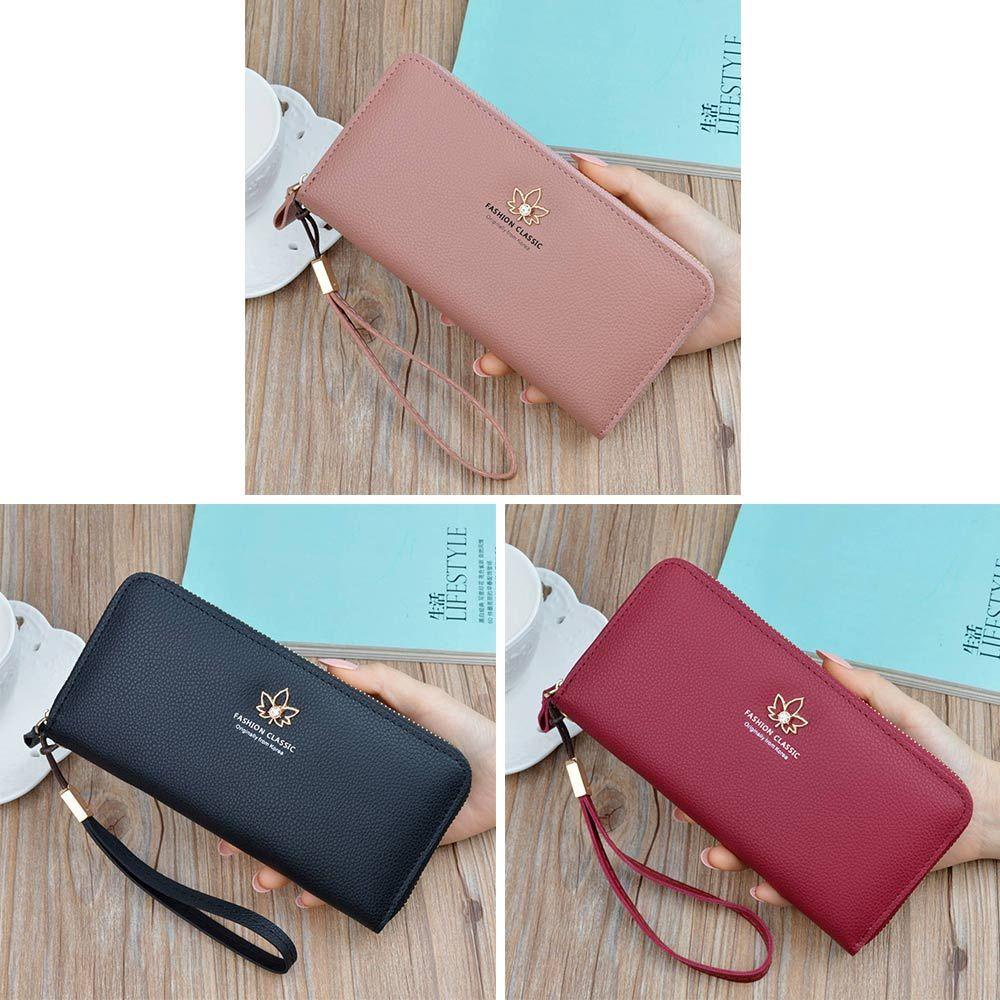 MIHAN1 Ví Cầm Tay Dáng Dài Phối Khóa Kéo Thời Trang Giá Đỡ