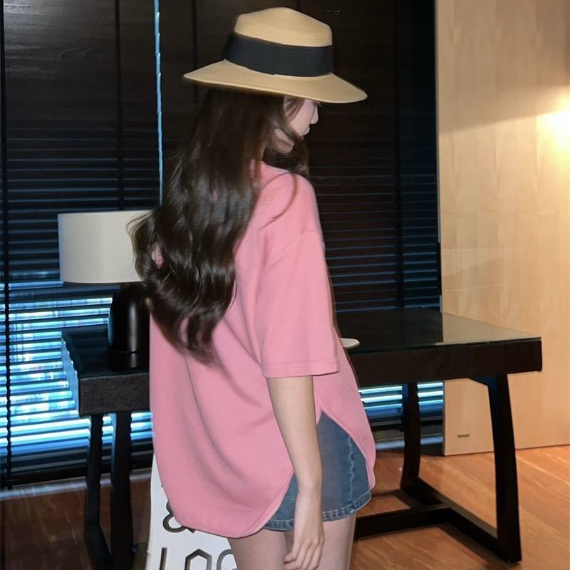 Áo Thun Tay Ngắn Dáng Rộng Thêu Họa Tiết Thời Trang Mùa Hè Hàn Quốc 2022 Mới Cho Nữ