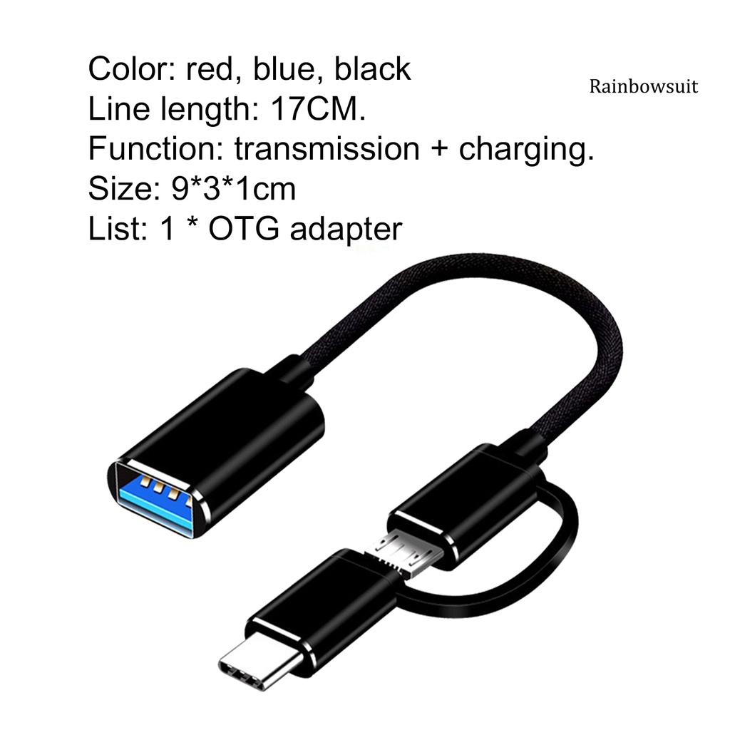 Dây Cáp Chuyển Đổi OTG 2 Trong 1 Micro USB Type-C Sang USB 3.0 OTG Cho Tay Cầm Chơi Game