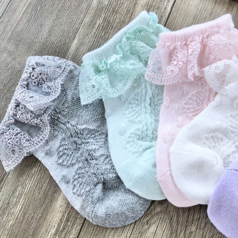 Tất cổ ren bé gái Kid Socks co giãn dễ thương