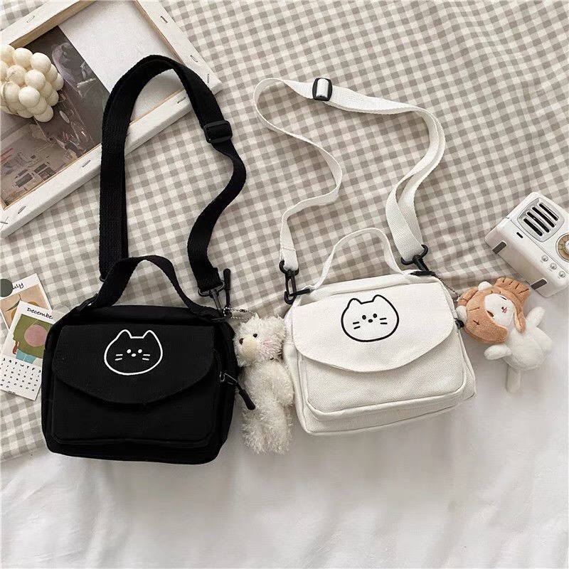 Túi tote đeo chéo mini vải canvas mềm đẹp giá rẻ (không kèm phụ kiện)