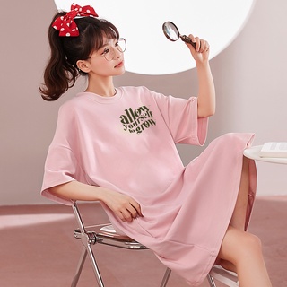 Váy Suông Tay Ngắn Form Rộng Chất Mềm Mát Dáng Dài In Chữ Kiểu Cách Đẹp TTDS0382