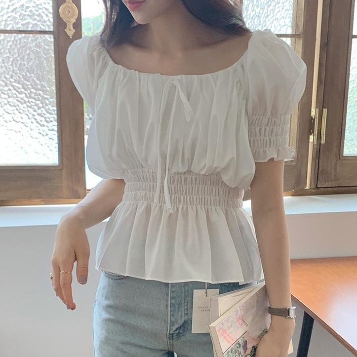 SUXI Áo Sơ Mi Dáng Rộng Màu Trơn Thời Trang Mùa Hè Hàn Quốc Dễ Thương